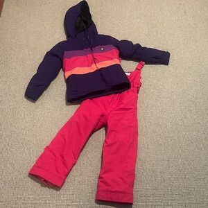 Purple and Pink Winter Jacket and Snow Pants Set